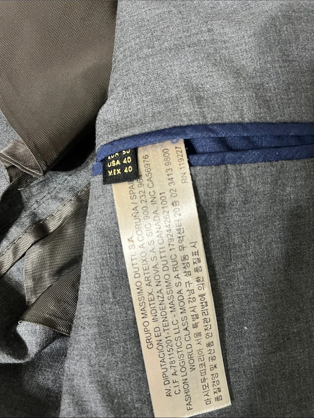 Massimo Dutti Men's Light Gray Two-Button Blazer